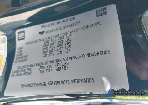 2023 Chevrolet Suburban 2Wd Premier from USA, damaged, VIN 1GNSCFKD1PR423377